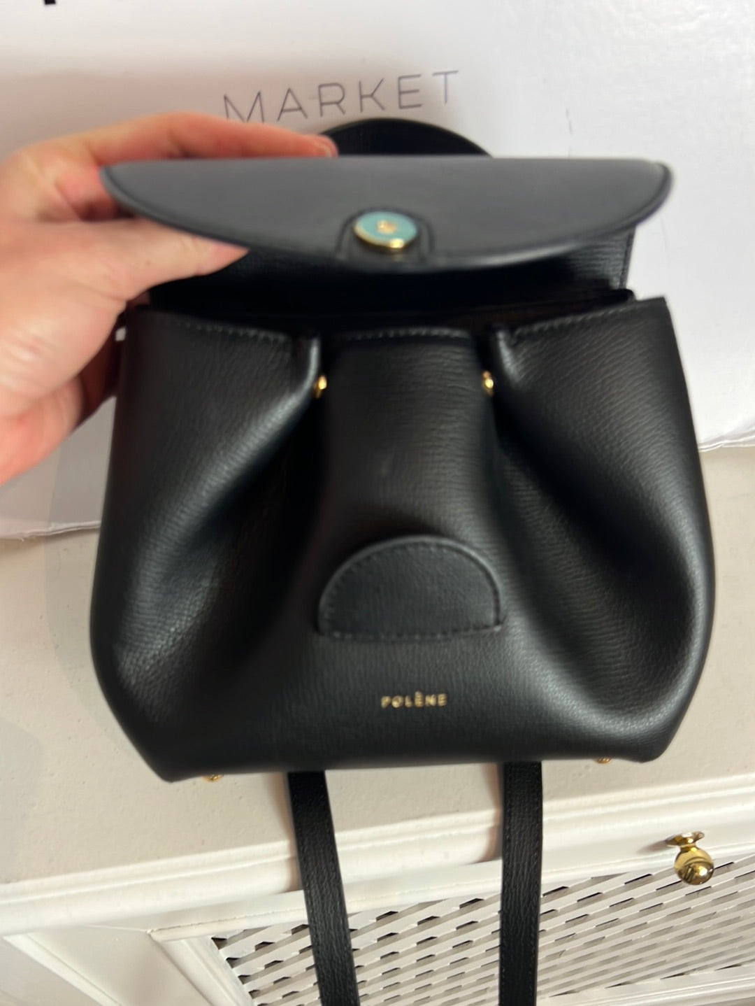 POLÉNE. Bolso mini negro asa larga