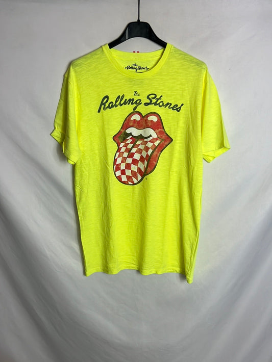 THE ROLLING STONES. Camiseta flúor  logo. T M