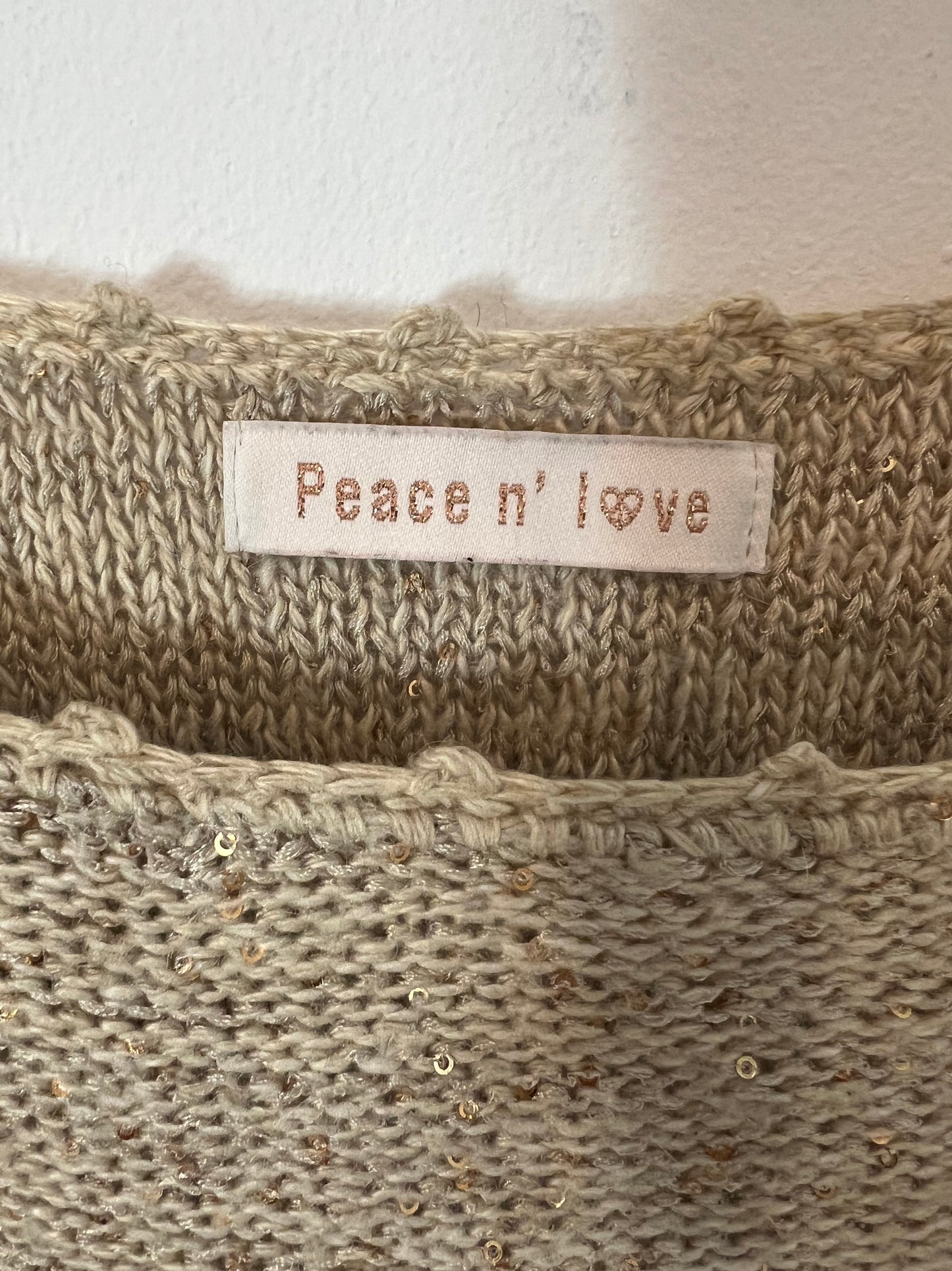 PEACE N' LOVE. Jersey beige lentejuelas Tu(s)