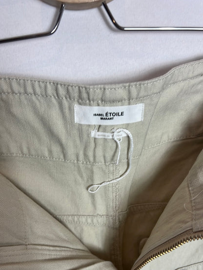 ISABEL MARANT ÉTOILE. Pantalón beige verdoso recto. T 34