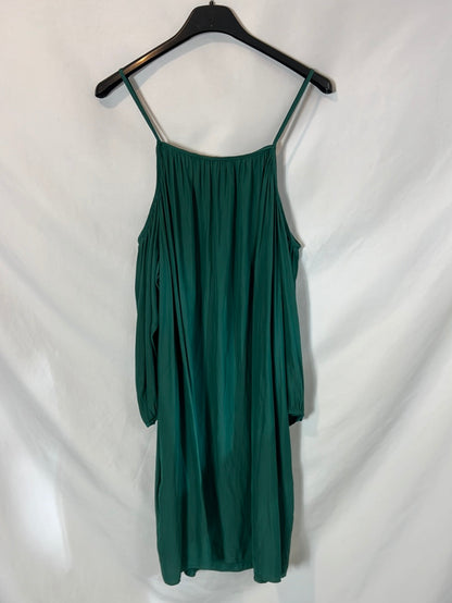 MAJE. Vestido corto verde detalle mangas. T 1 (S)