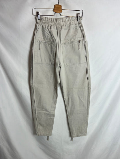 ISABEL MARANT ÉTOILE. Pantalón beige bolsillos. T 36