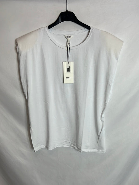 OBJECT. camiseta blanca hombreras . T L