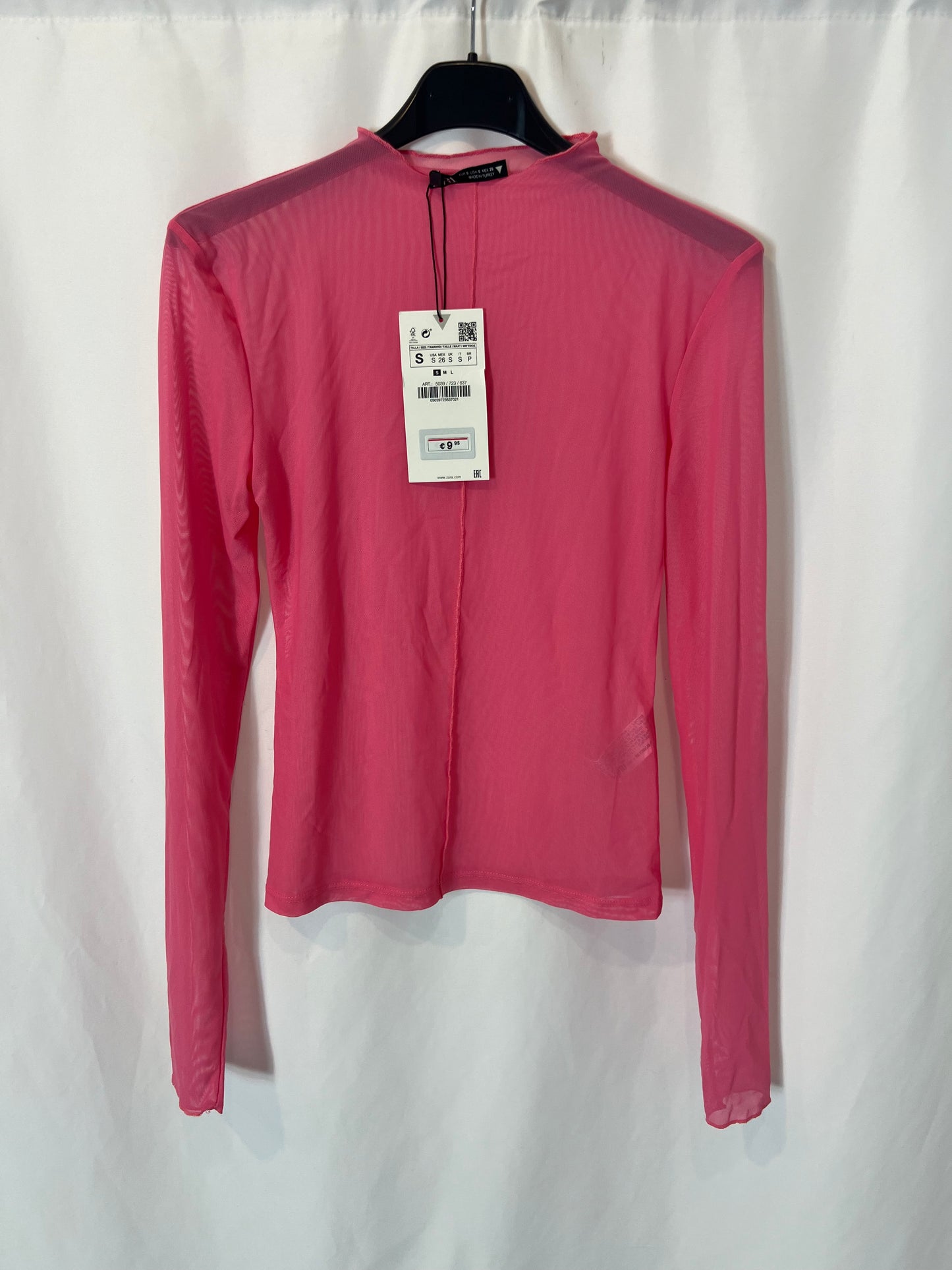 ZARA. Top rosa rejilla T.s