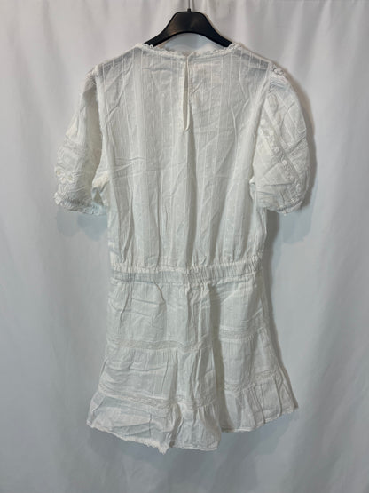 ZARA. Vestido blanco corto encajes  T M