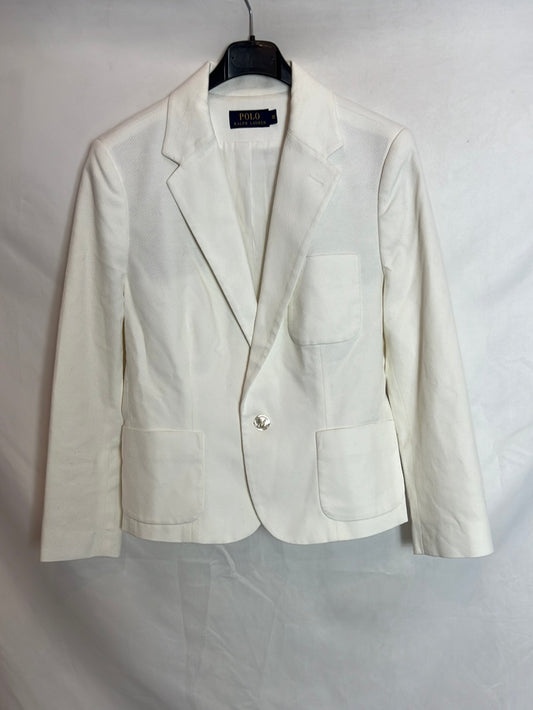 POLO RALPH LAUREN. Blazer blanca piqué. T10 (38)