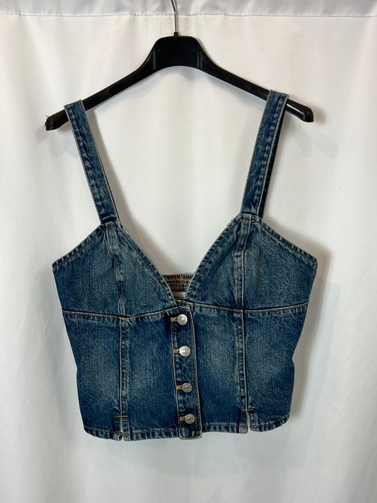 ZARA. Top denim abotonado T.m