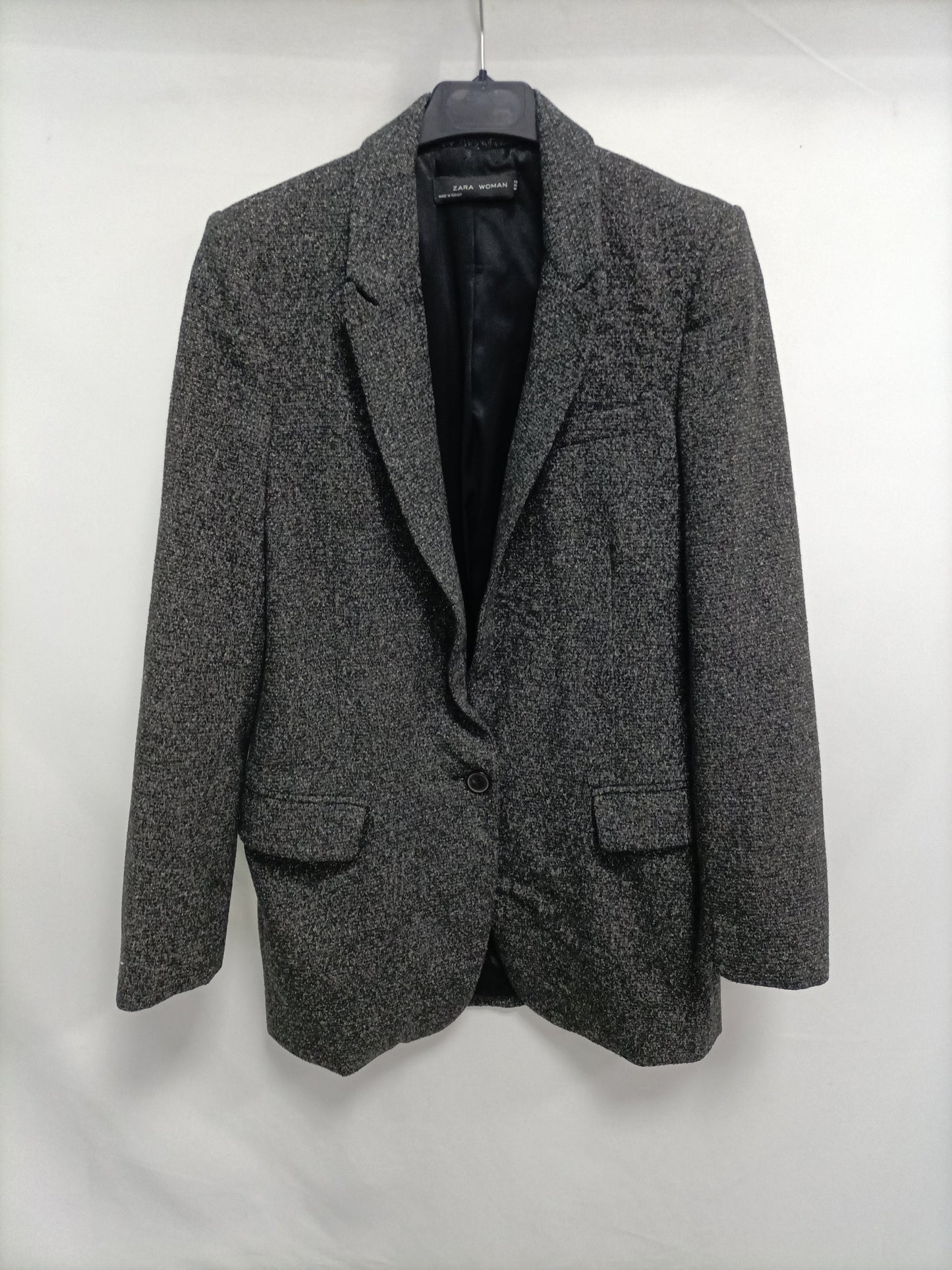 ZARA. Blazer gris jaspeada  T.xs