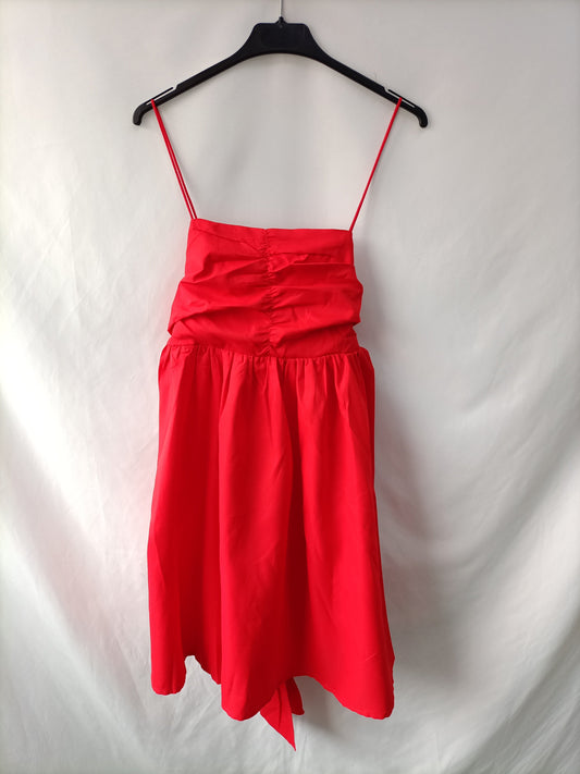 OTRAS. Vestido rojo corto efecto lino . Tu(s)