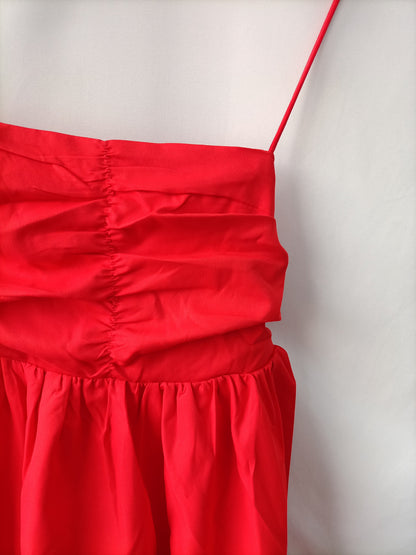 OTRAS. Vestido rojo corto efecto lino . Tu(s)