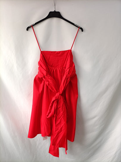 OTRAS. Vestido rojo corto efecto lino . Tu(s)