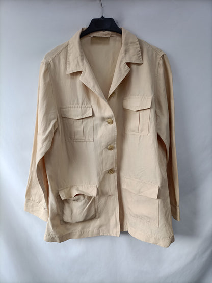 MASSIMO DUTTI. Chaqueta beige lino T.m