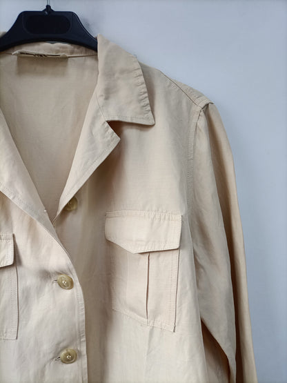 MASSIMO DUTTI. Chaqueta beige lino T.m