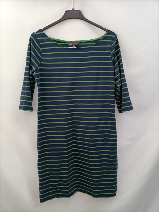 FRENCH CONECTION. Vestido rayas azul y verde T.m