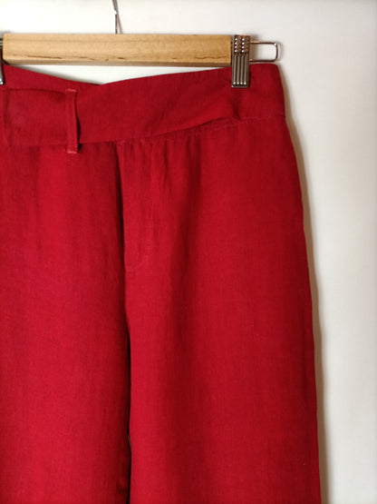 OTRAS. Pantalón fluido lino rojo. T 36