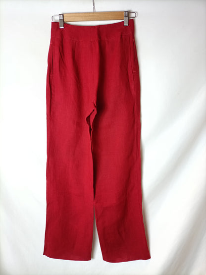 OTRAS. Pantalón fluido lino rojo. T 36