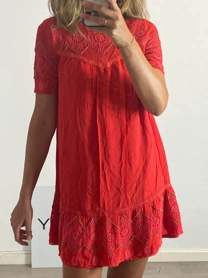 KOOKAÏ. Vestido corto gasa rojo. T M