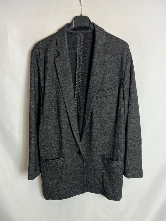 MASSIMO DUTTI. Blazer gris marengo jaspeada lana. T M