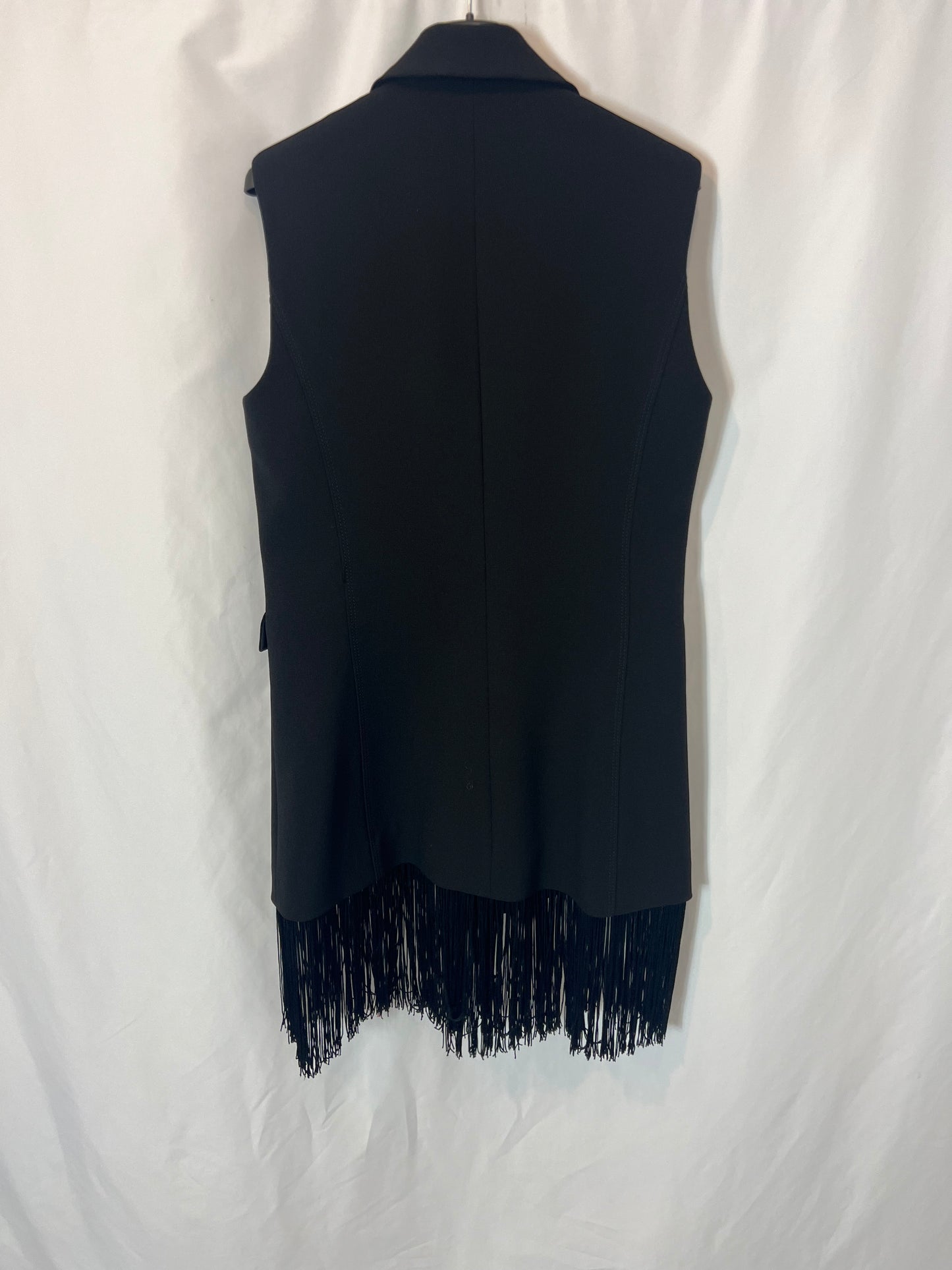 CLAUDIE PIERLOT. Chaleco negro flecos T.36