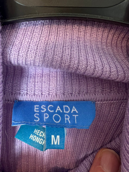 ESCADA SPORT. Jersey canalé malva lana. T M