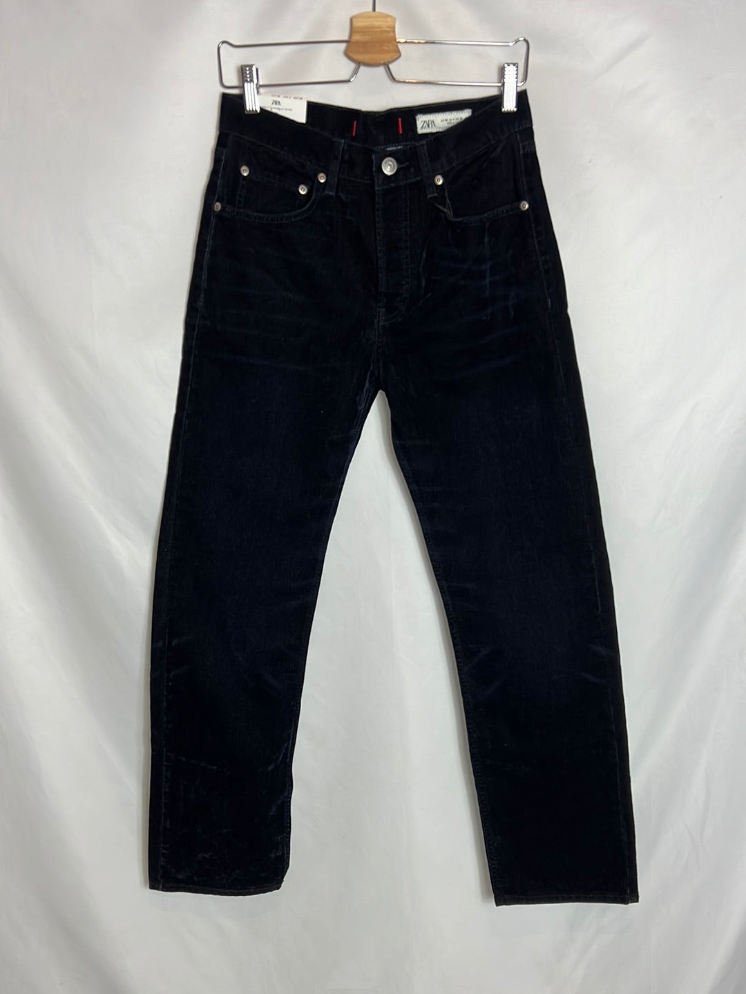 ZARA. Denim azul efecto terciopelo. 36