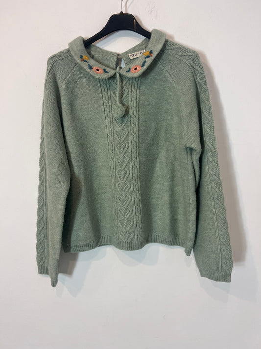 LOUISE MISHA. Jersey verde bordado T.xs/s