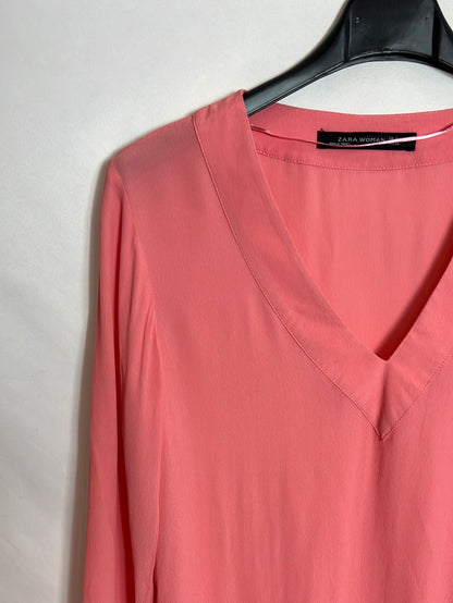 ZARA. Blusa rosa asimétrica. T XS