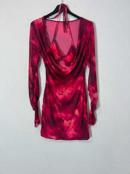 SHEIN. Vestido corto rosa estampado T.s