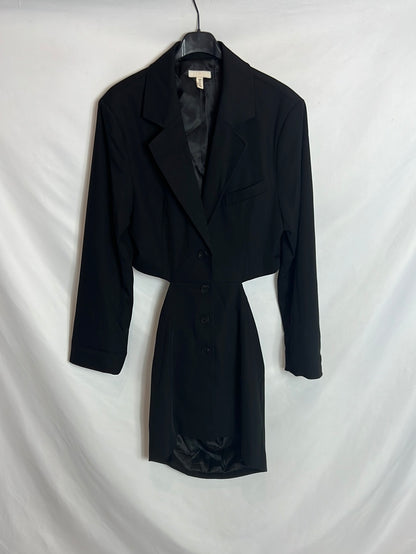 H&M. Vestido negro estilo blazer. T S