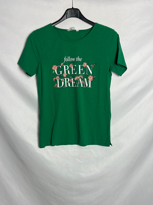 CORTEFIEL. Camiseta verde letras. T S