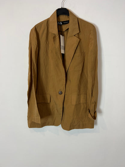 ZARA. Blazer camel fluida con Lino T.xs