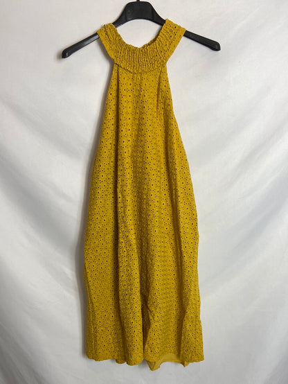 ZARA. Vestido amarillo troquelado T.S