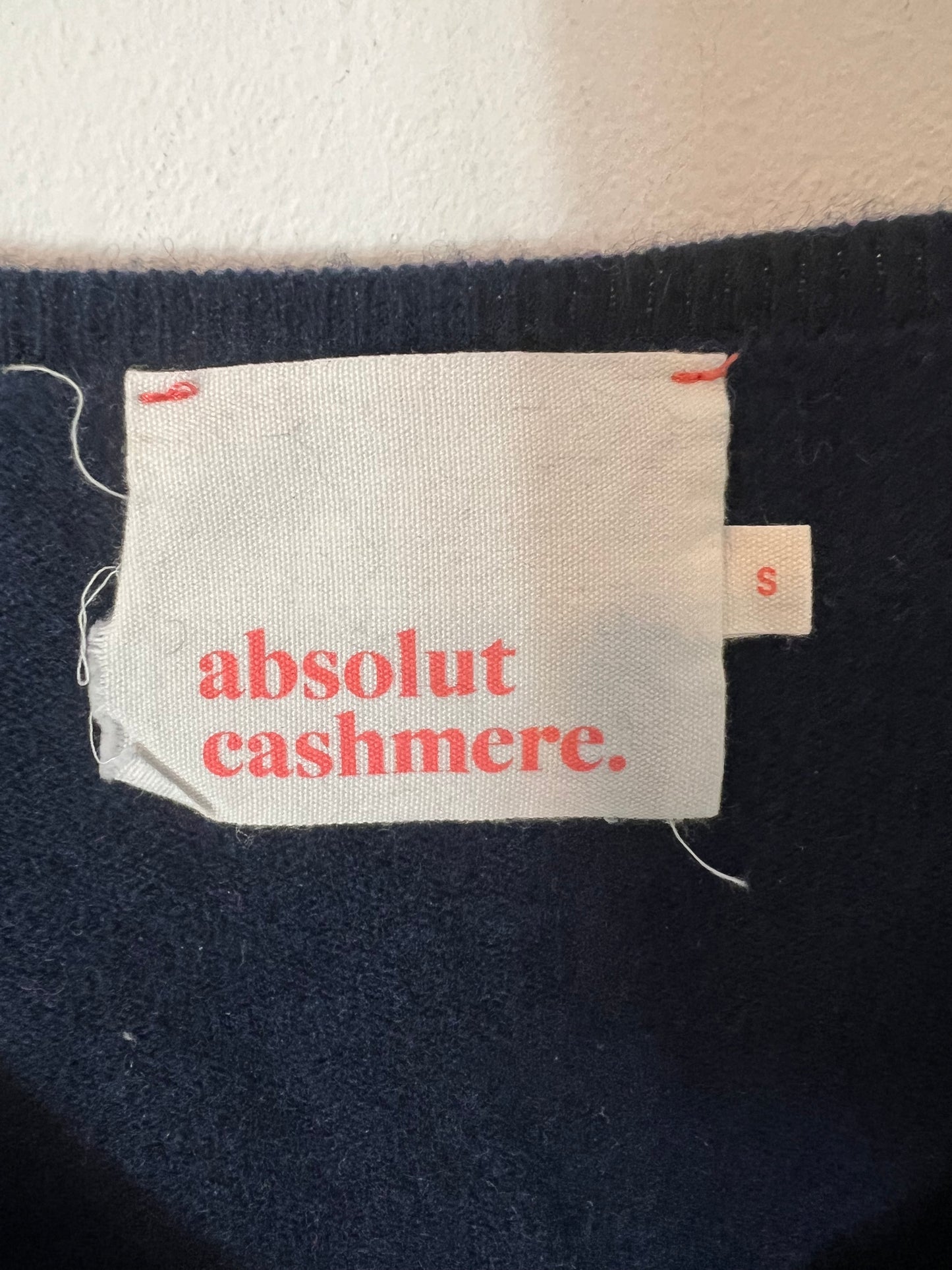 ABSOLUTE CASHMERE. Jersey azul cashemre cuello pico. T S