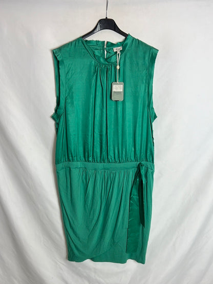 INTROPIA. Vestido verde doble textura. T XXl