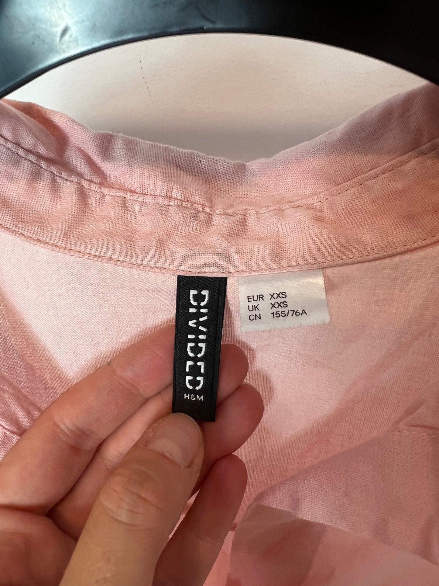 H&M. camisa rosa algodón T.xxs (s/m)