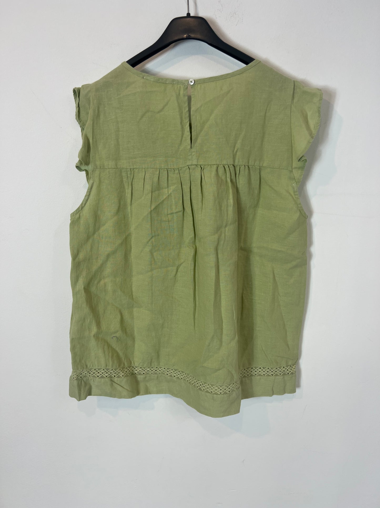 INDI & COLD. Top textura verde sin magas. T M