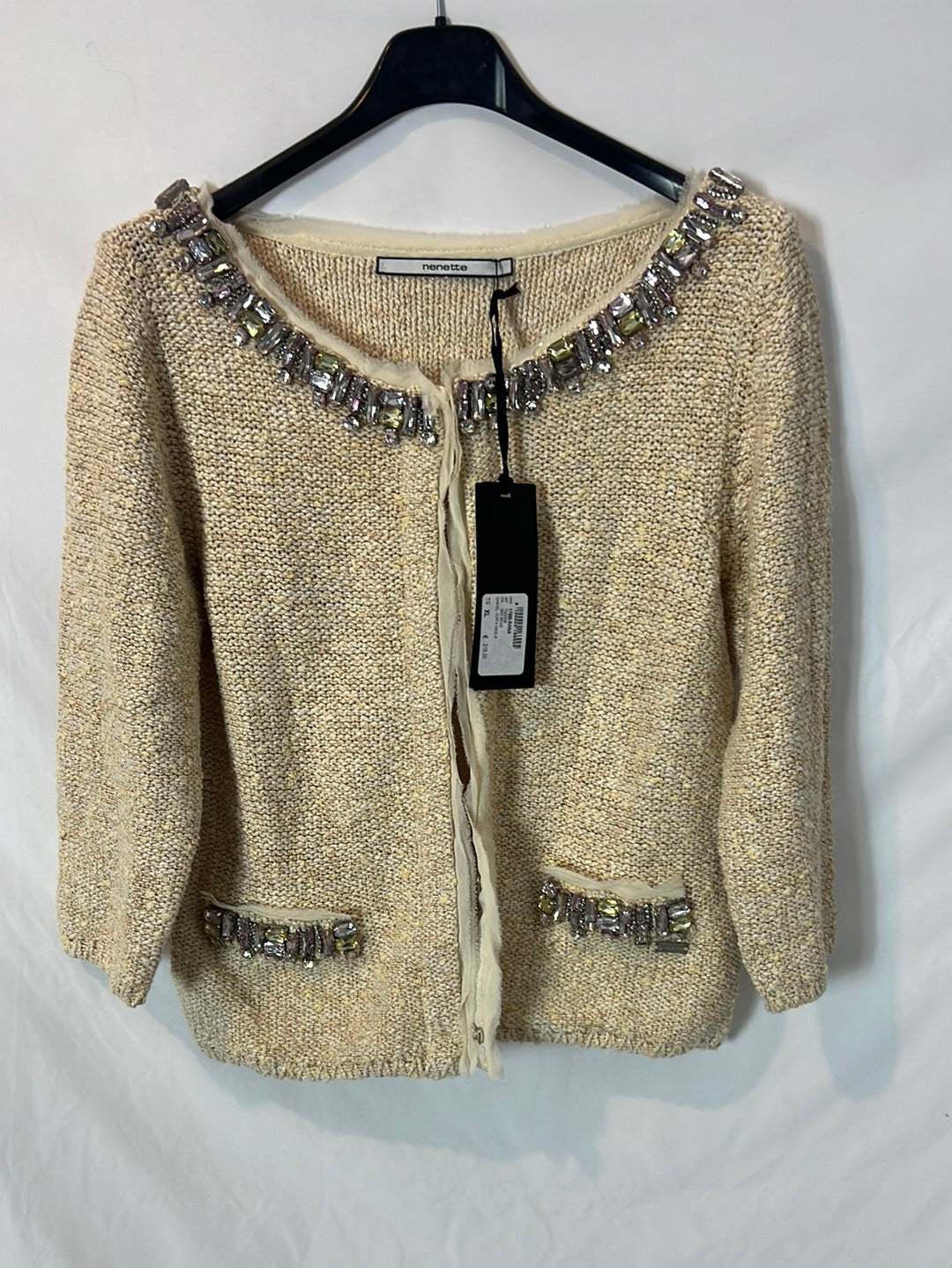 NENETTE. Chaqueta punto tweed abalorios T.xl