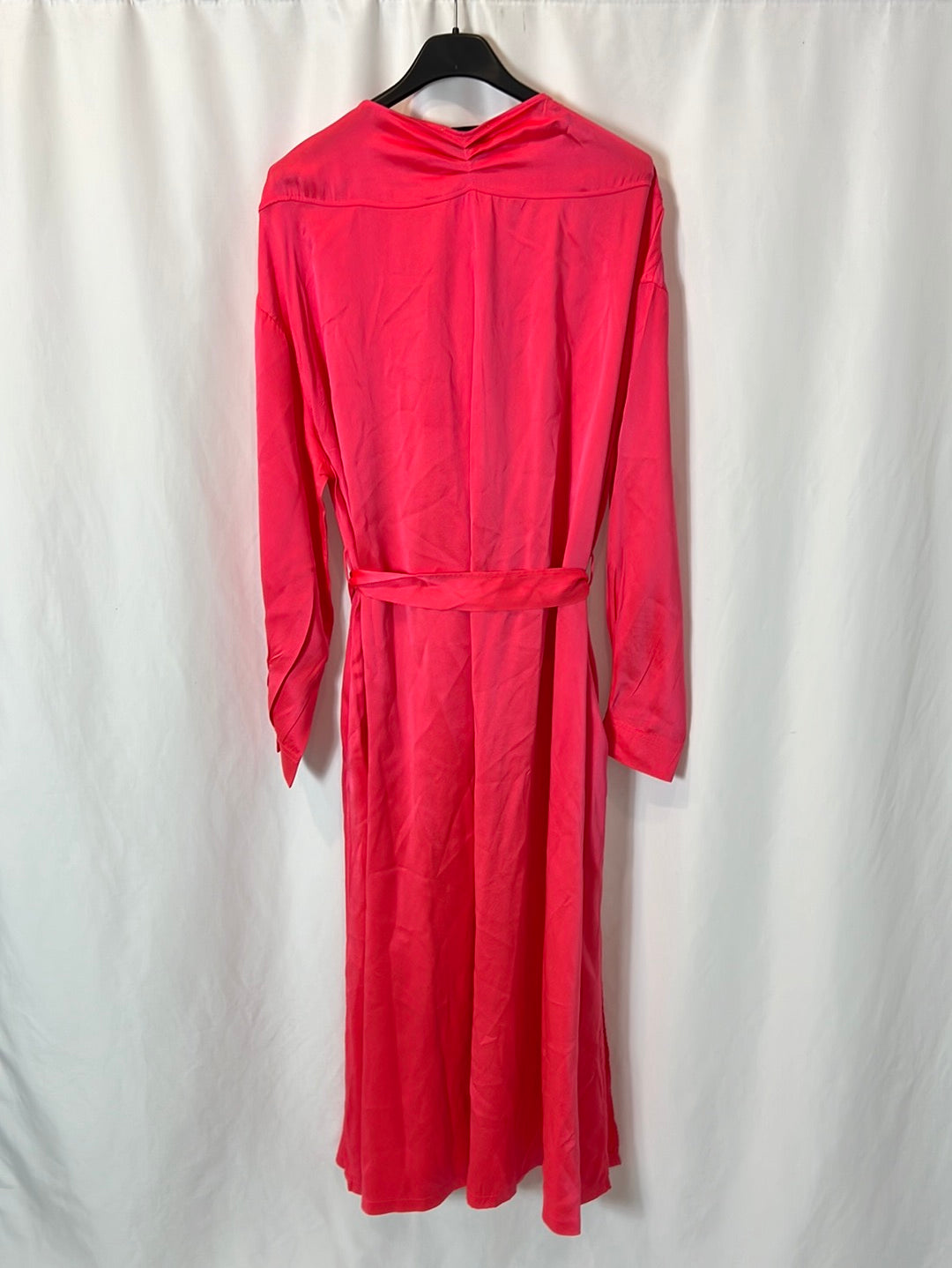 FORTE FORTE. Vestido midi seda fucsia. T 0 (XS/S)