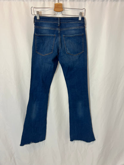 ZARA, Pantalón denim campana deshilachado T.34