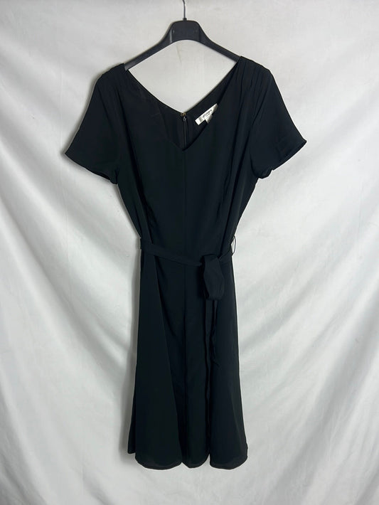 LIzCLAIBORNE. Vestido negro fluido cinturón. T 38/40