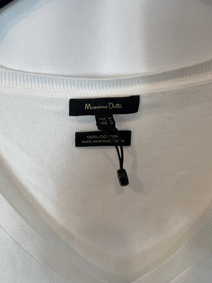 MASSIMO DUTTI. Jersey fino algodón blanco. T M