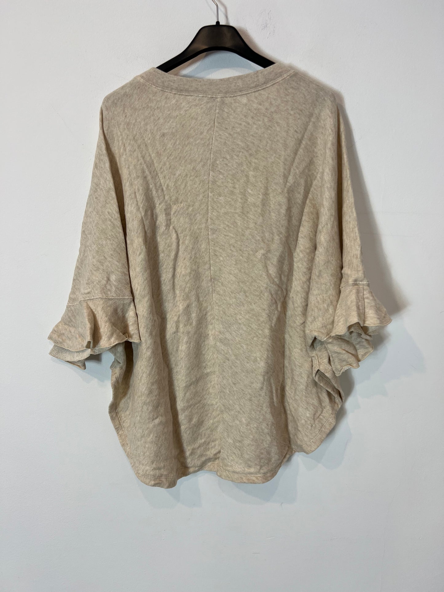 UNIQLO. Top beige jaspeado detalle mangas. T M