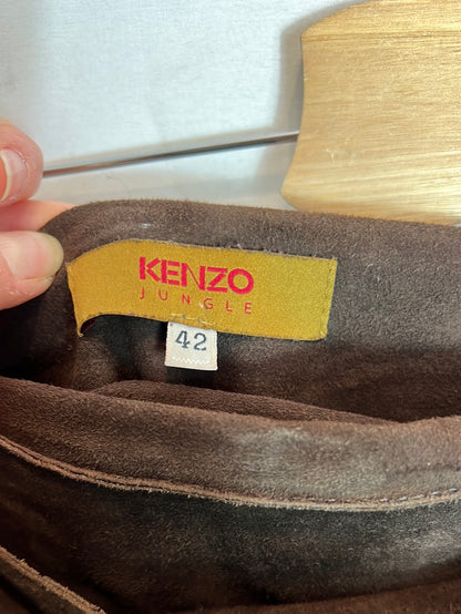 KENZO. Falda piel marrón efecto pareo. T 42 (Tara)