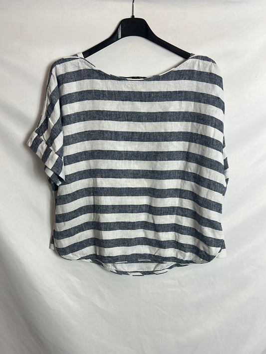 ZARA. Top rayas efecto lino. T M