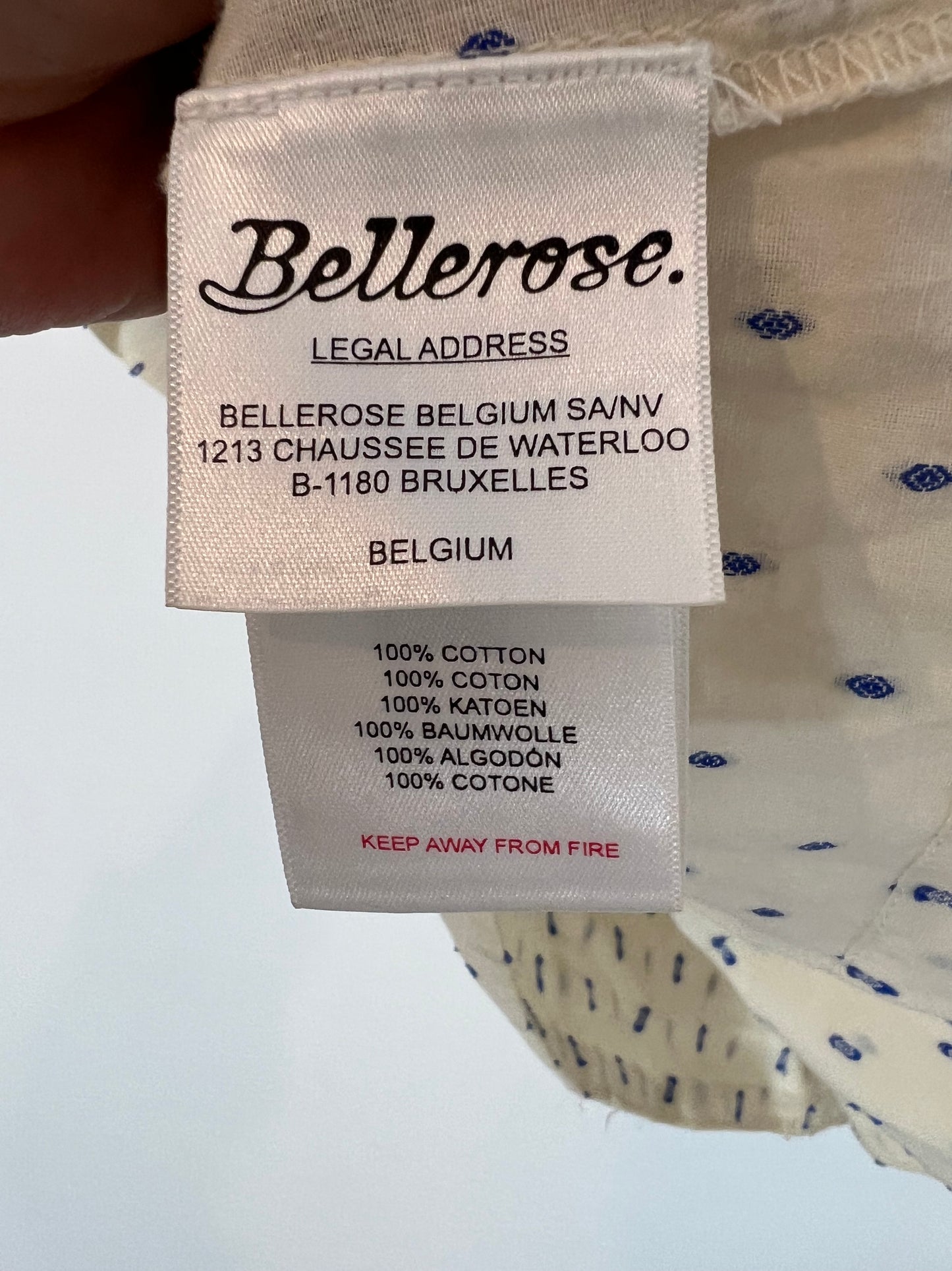 BELLEROSE. Blusa beige bordados azules T.1(s)