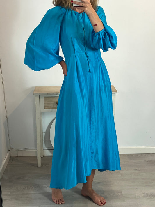 FORTE FORTE. Vestido largo seda turquesa. T 0(XS/S)