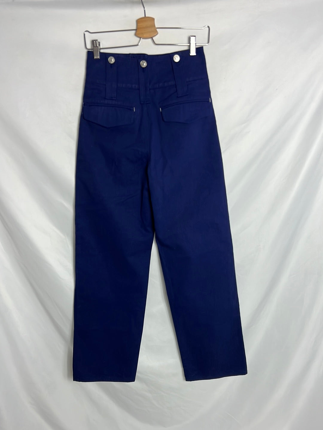 ISABEL MARANT. Pantalón azul denim recto abotonado T 34