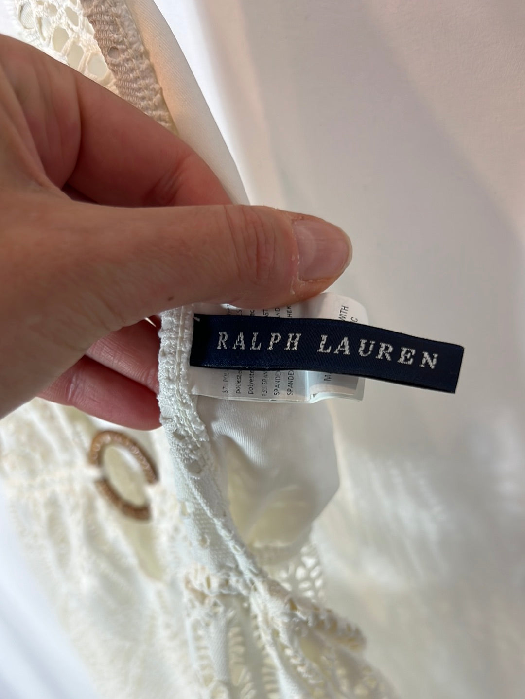 RALPH LAUREN . Vestido corto troquelado. T M