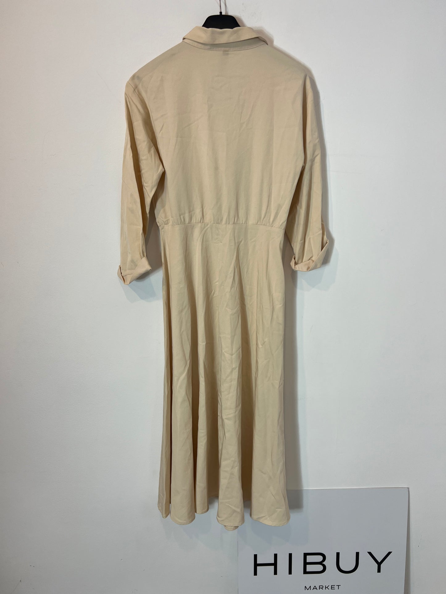 ZARA. Vestido largo beige camisero. T XS