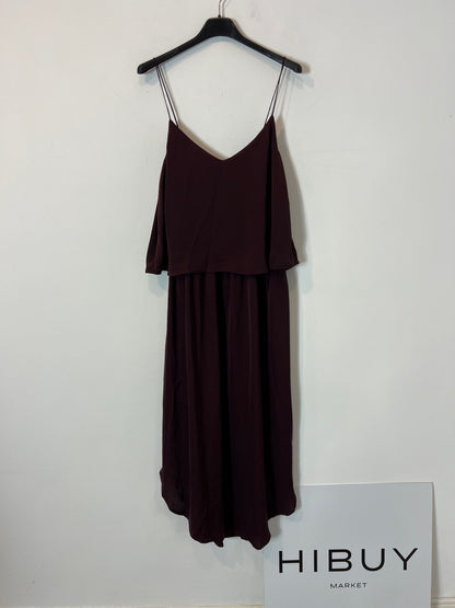 H&M. Vestido midi berenjena satinado. T 40